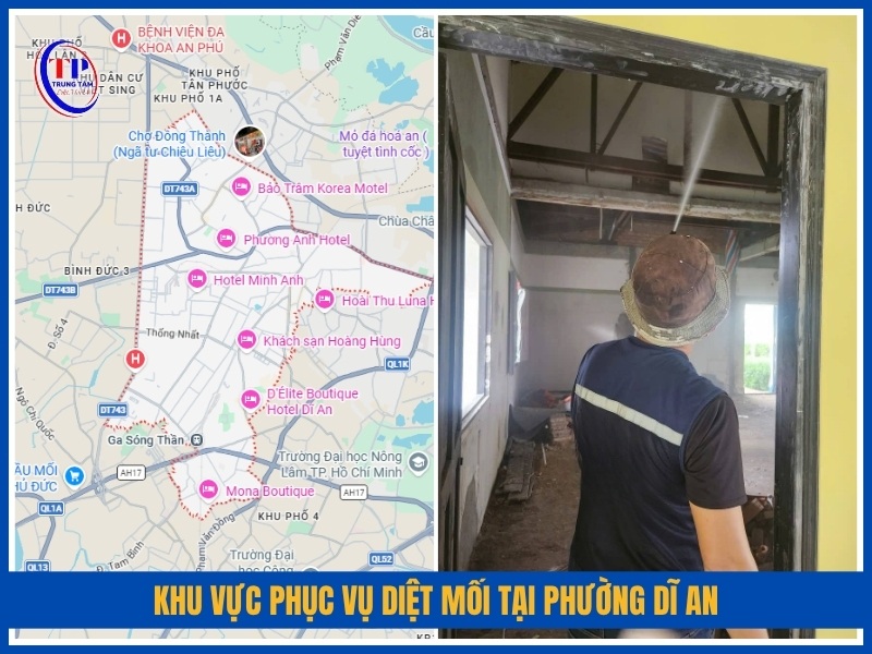 Khu vực phục vụ diệt mối tại Phường Dĩ An