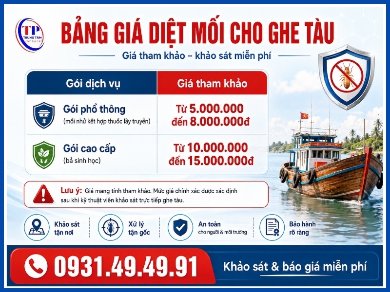 Diệt mối cho ghe tàu giá bao nhiêu?
