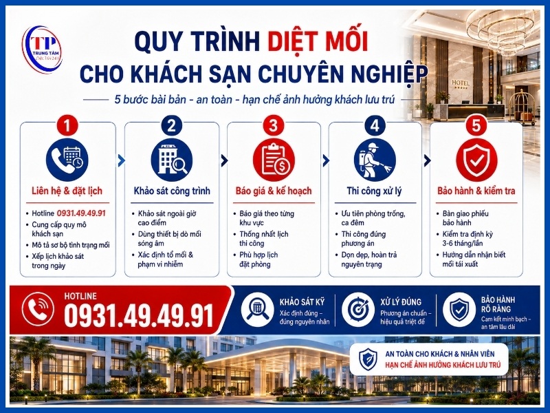 Quy trình 5 bước diệt mối cho khách sạn chuyên nghiệp