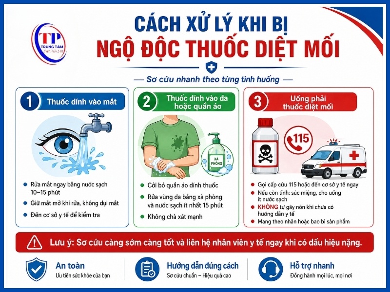Cách xử lý khi bị ngộ độc thuốc diệt mối