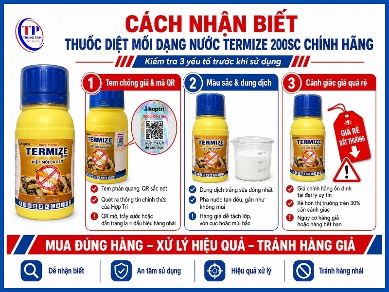 Cách nhận biết thuốc diệt mối dạng nước Termize 200SC chính hãng