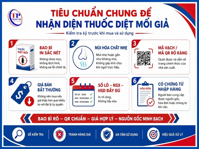 tiêu chuẩn chung để nhận diện thuốc diệt mối giả