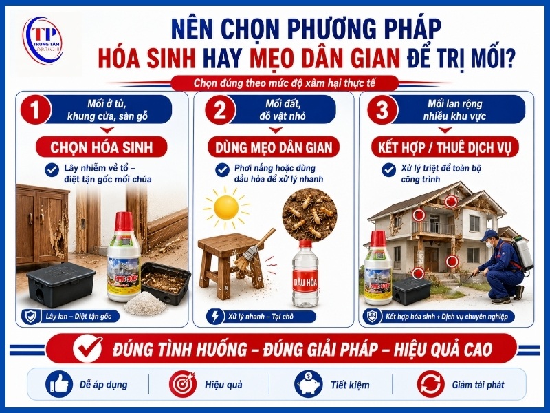 Nên chọn phương pháp hóa sinh hay mẹo dân gian để trị mối?