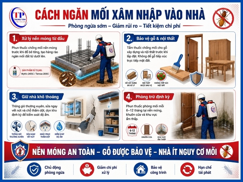 Cách ngăn mối từ đầu xâm nhập vào nhà