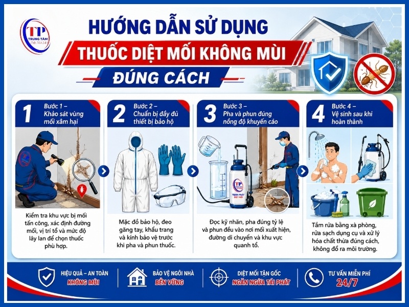 Hướng dẫn sử dụng thuốc diệt mối không mùi đúng cách