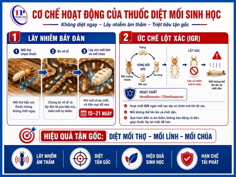 Cơ chế hoạt động của thuốc diệt mối sinh học