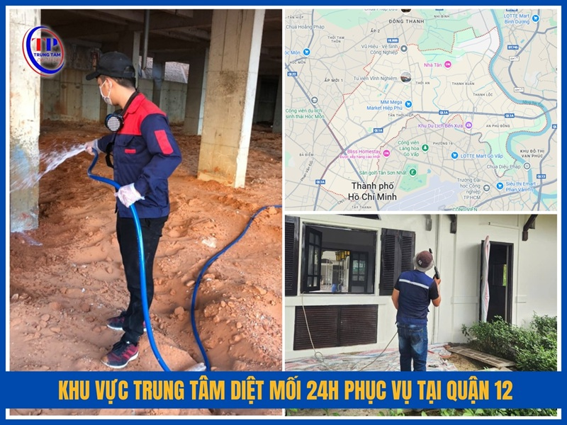 Khu vực Trung Tâm Diệt Mối 24H phục vụ tại Quận 12