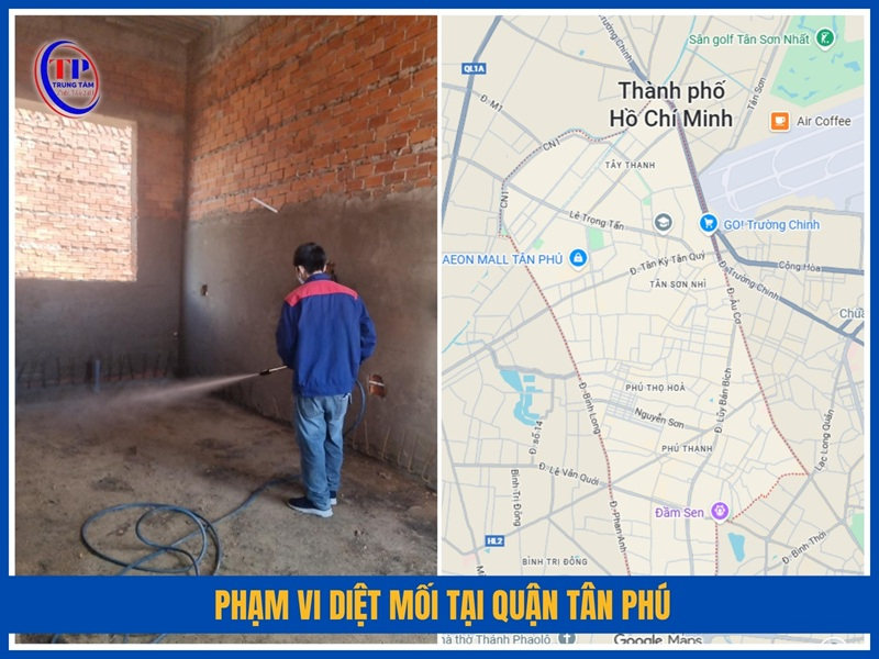 Phạm vi diệt mối tại Quận Tân Phú