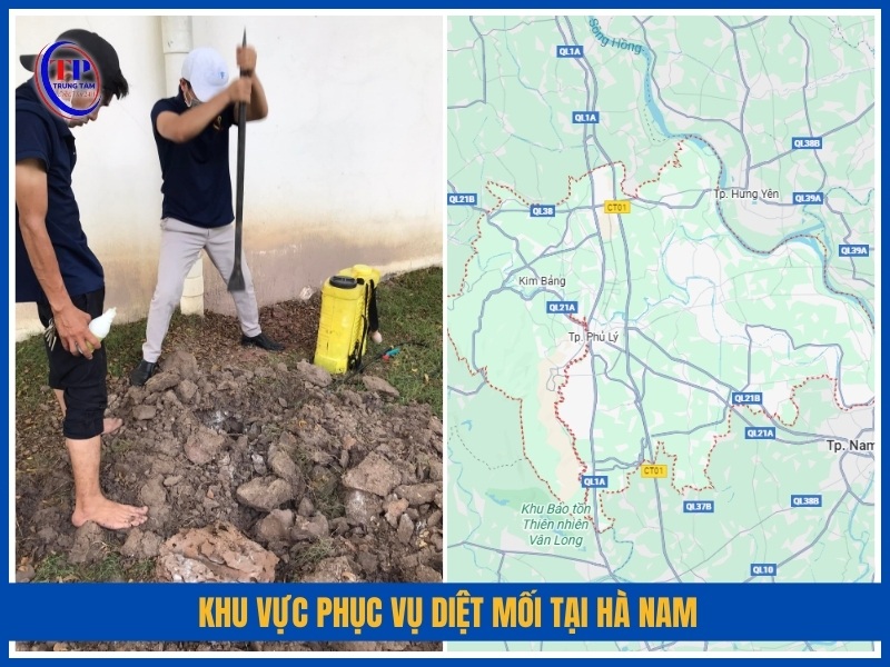Khu vực phục vụ diệt mối tại Hà Nam