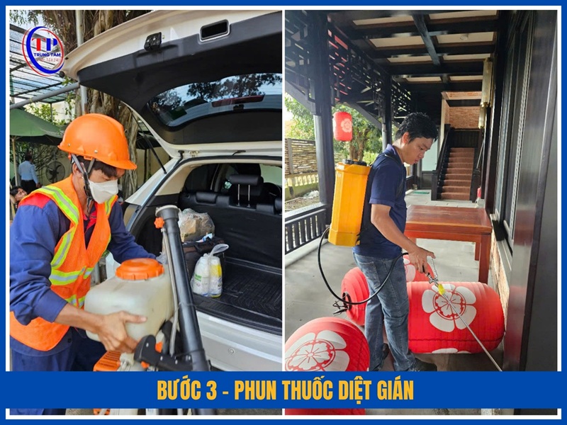 Bước 3 – Phun thuốc diệt gián
