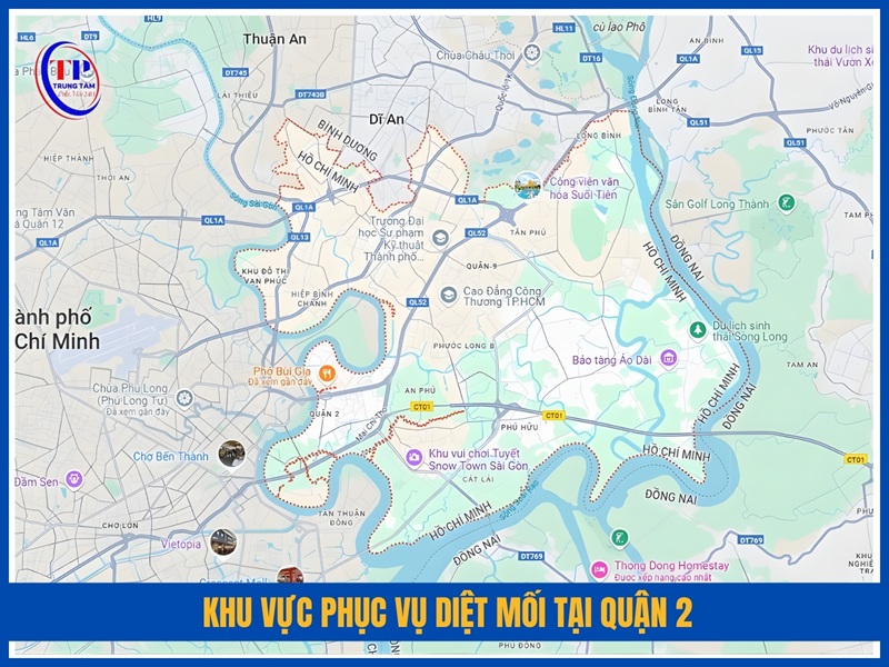 Khu vực phục vụ diệt mối tại Quận 2