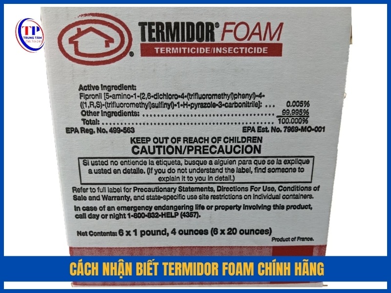 Cách nhận biết Termidor Foam chính hãng
